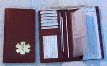 Medical Alert Wallets, Deluxe Checkbook burgundy leather Medical wallet image