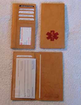 Medical Alert Wallets, Exterior ID Checkbook Tan leather Medical wallet image