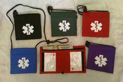 Medical Alert Wallets, Bi-fold Neck Medical Wallets, 5 colors to choose from