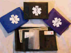 Nylon Spports Wallet, 3 colors shown, royal blue, black & purple. 
