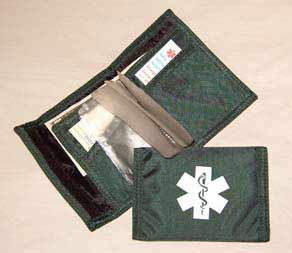 Medical Alert Wallets, Nylon Sports bi-fold Medical wallet color forest green