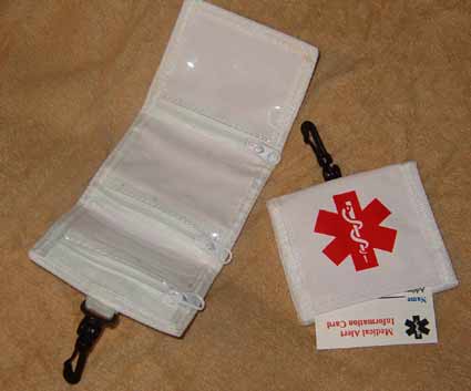 Medical Alert Wallets, Tri-fold Medicine Wallet color white