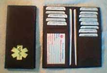 Medical Alert Wallets, dark brown leather bi-fold Checkbook Medical wallet photo