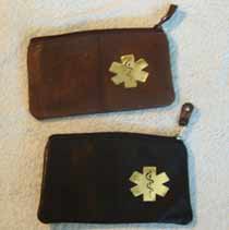 Medical Alert Wallets, medical leather pouch, your choice of dark brown and black colors