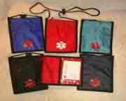 Medical Alert Wallets, Nylon Neck Wallet 1 top zipper, 5 colors to choose