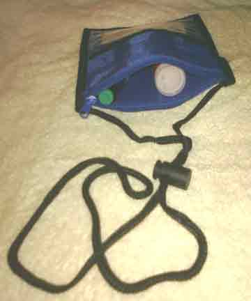 Medical Alert Wallets, Neck Wallet 1 top zipper, looking inside, Royal Blue wallet shown