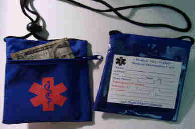 Medical Alert Wallets, Neck Wallet with 1 zipper