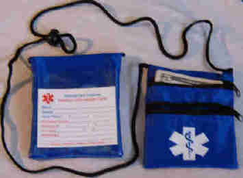 royal blue Neck Wallet with 2 zippers, good for medicines and diabetics