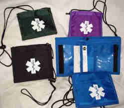 Medical Alert Wallets, Bi-fold Neck Medical Wallet image, 4 colors, black, forest green, purple and royal blue