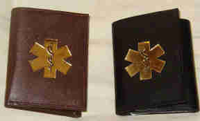 Medical Alert Wallets,Tri-fold Leather Medical Wallet with gold color Medical symbol