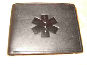 Medical Alert Wallets Bifold flip ID black leather Medical wallet