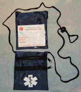 navy blue Neck Wallet with 2 zippers