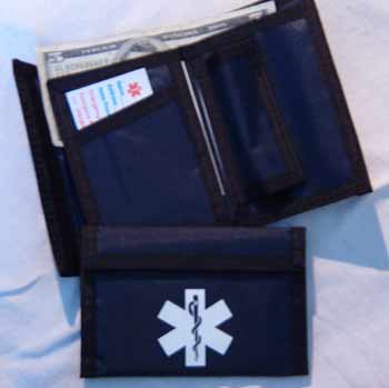 Nylon wallet with black trim color navy blue