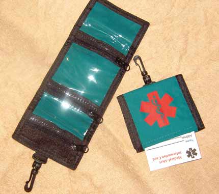 Medical Alert Wallets, Tri-fold Medicine wallet color teal